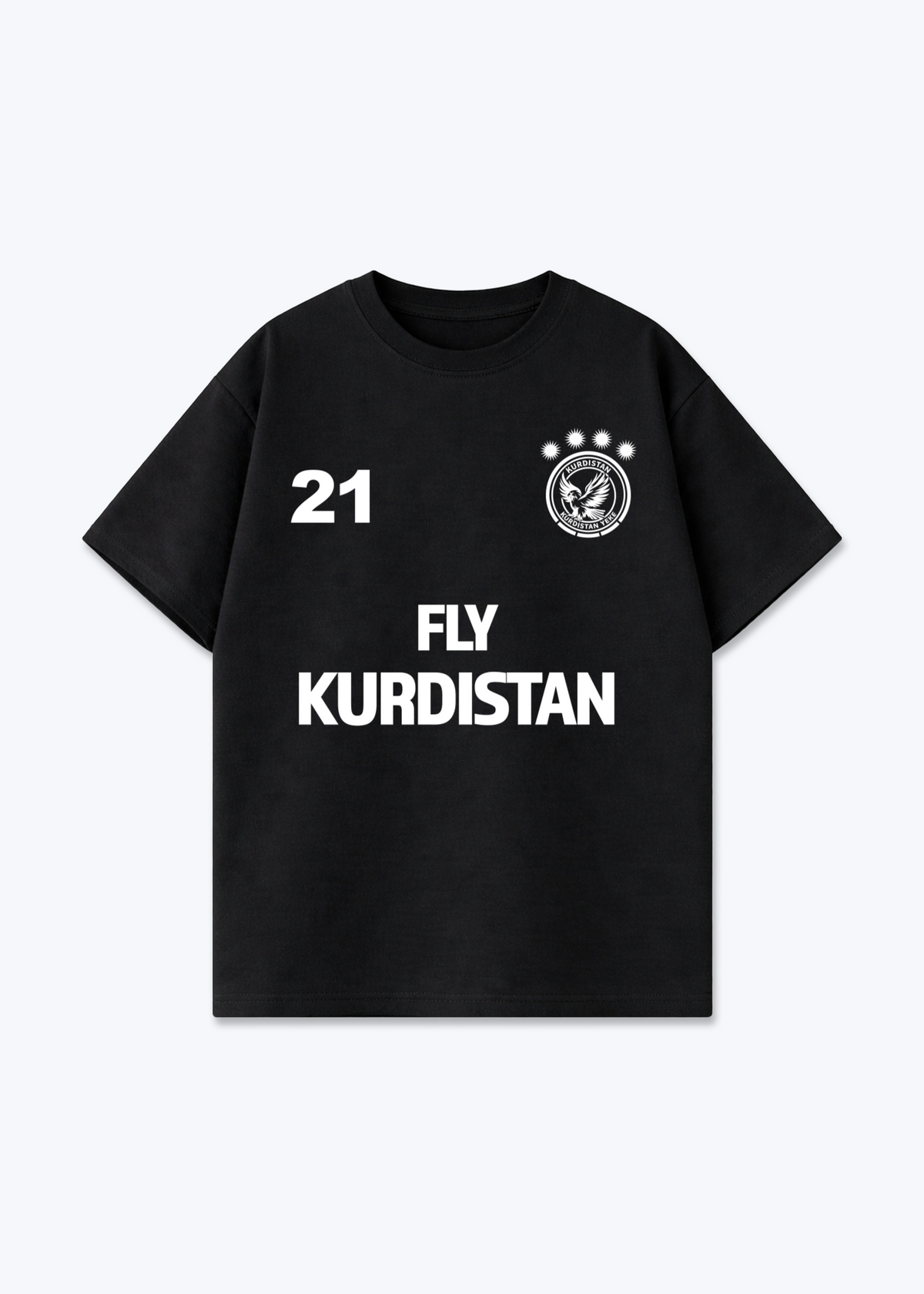 Fly Kurdistan Trikot Oversized Shirt - Black Front (Designed)