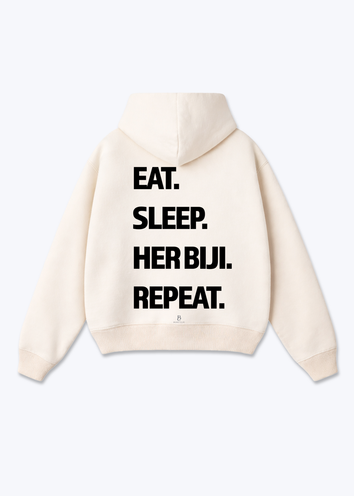 Eat Sleep Her Biji Repeat Oversized Hoodie - Beige Back (Designed)
