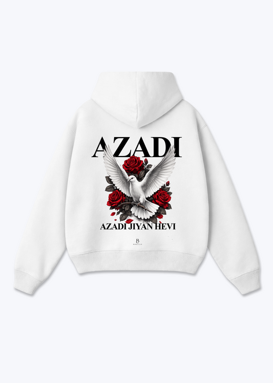 Azadi Gul Oversized Hoodie - White Back (Designed)
