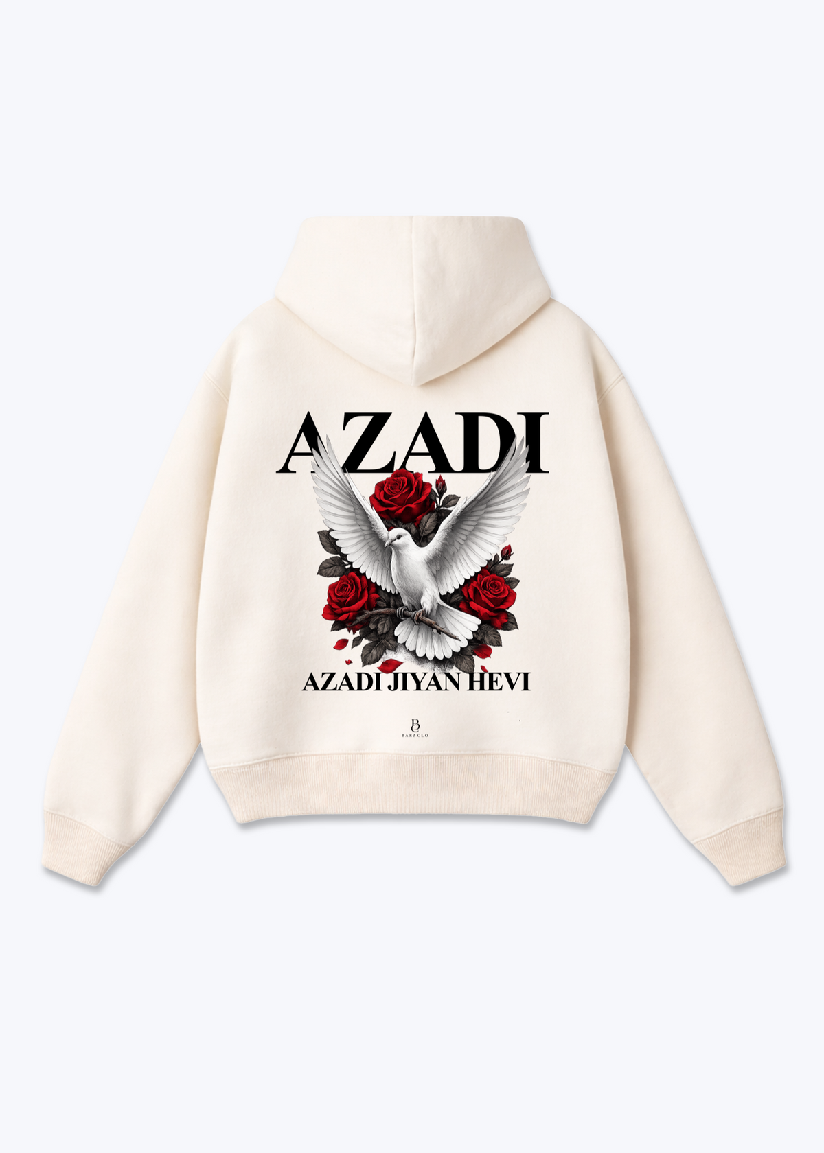 Azadi Gul Oversized Hoodie - Beige Back (Designed)