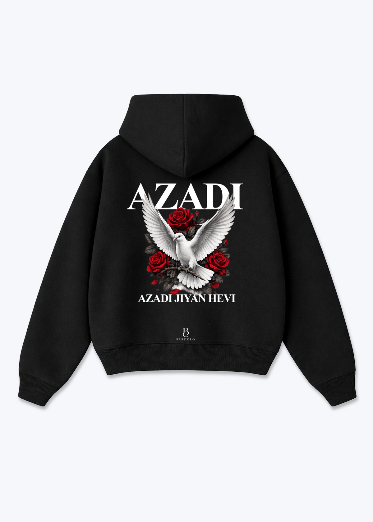 Azadi Gul Oversized Hoodie - Black Back (Designed)