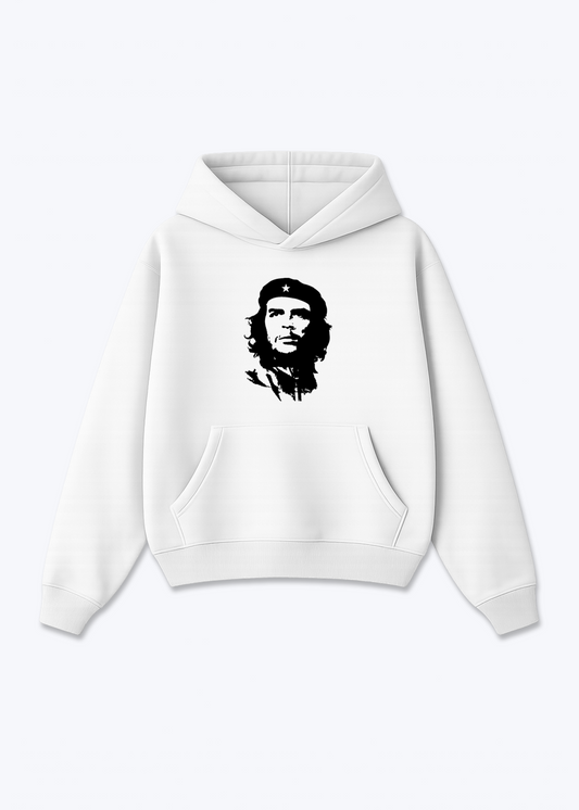 Che Guevara face Oversized Hoodie - White Front (Designed)