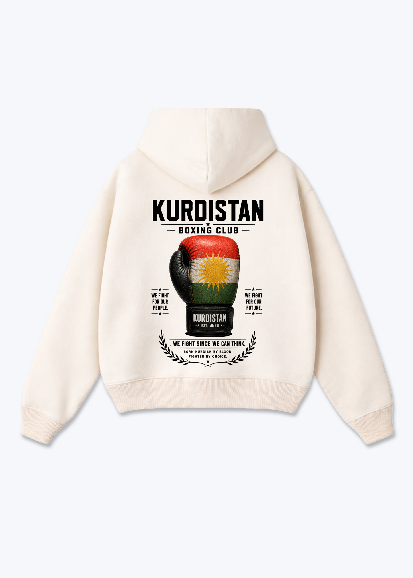 Kurdistan Boxing Club Oversized Hoodie - Beige Back (Designed)