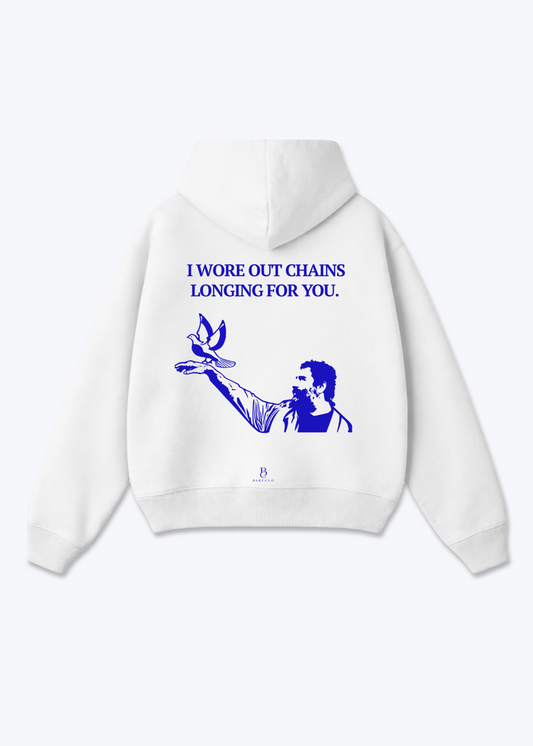 i wore out chains longing for you Oversized Hoodie - White Back (Designed)