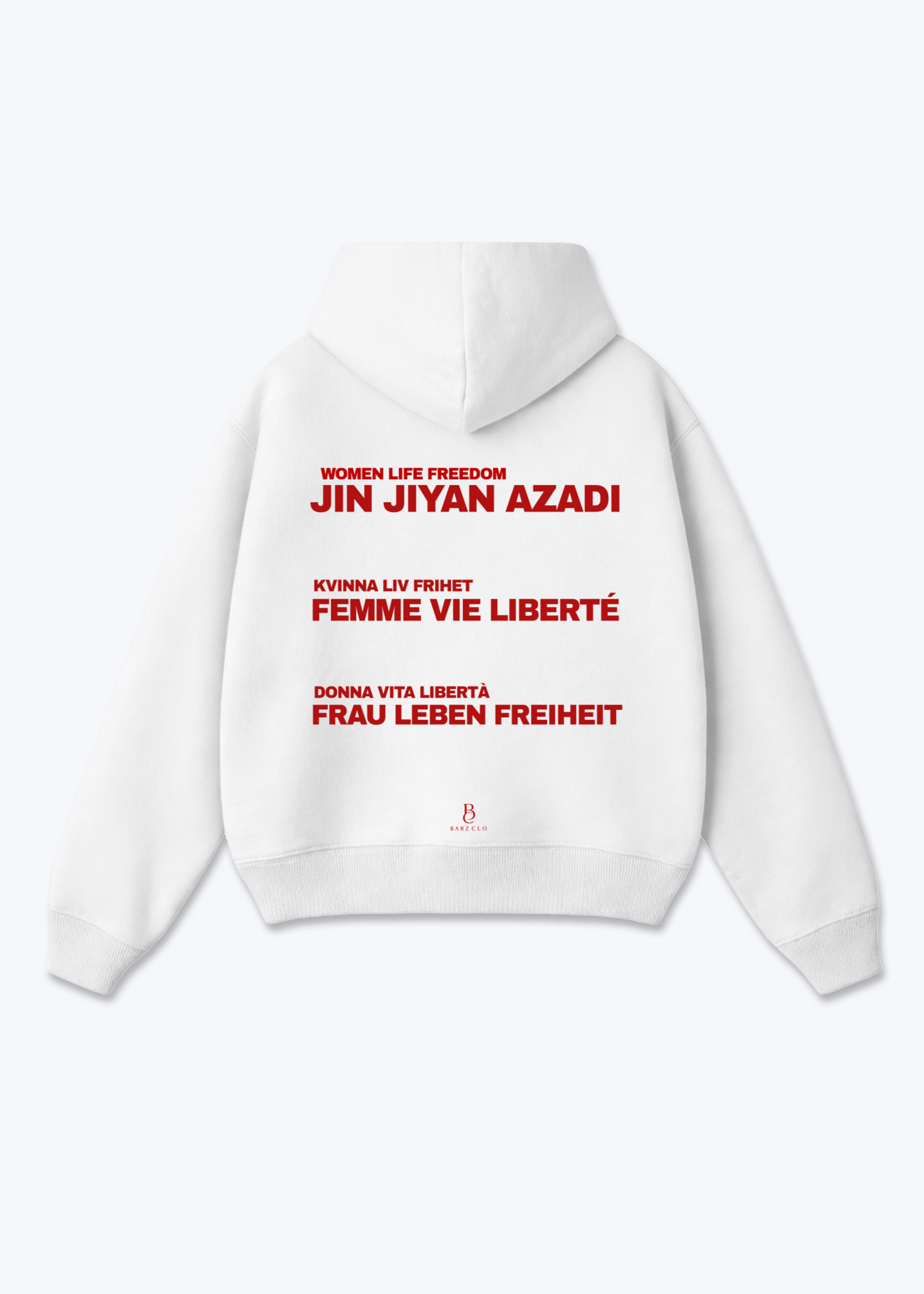 Women Life Freedom Oversized Hoodie - White Back (Designed)