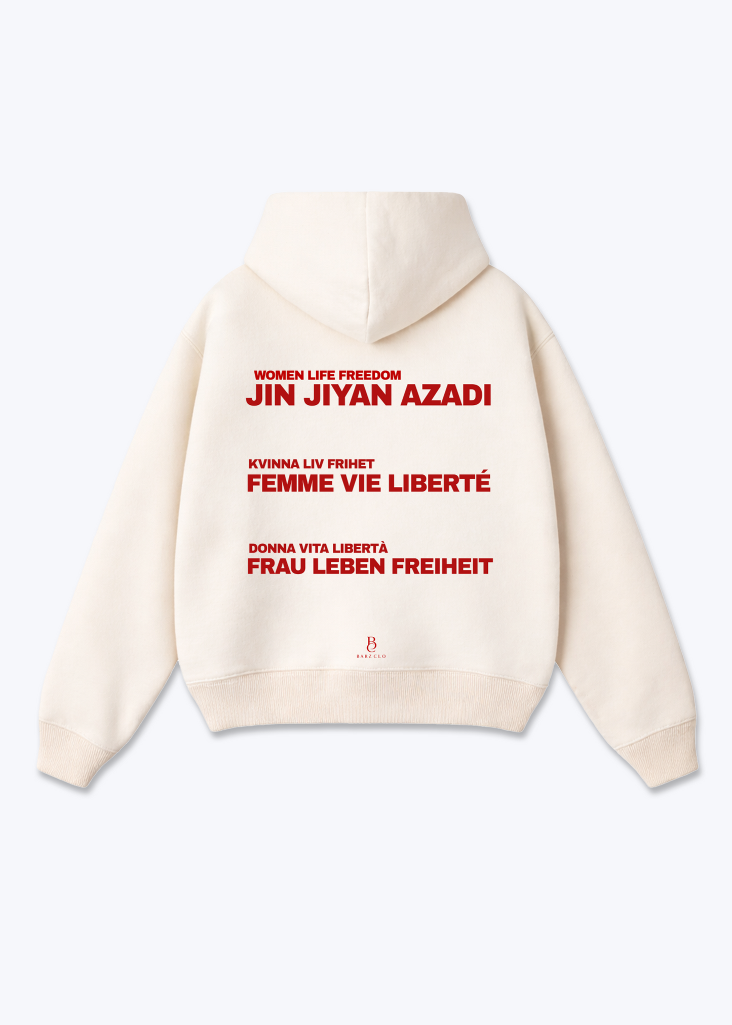 Women Life Freedom Oversized Hoodie - Beige Back (Designed)