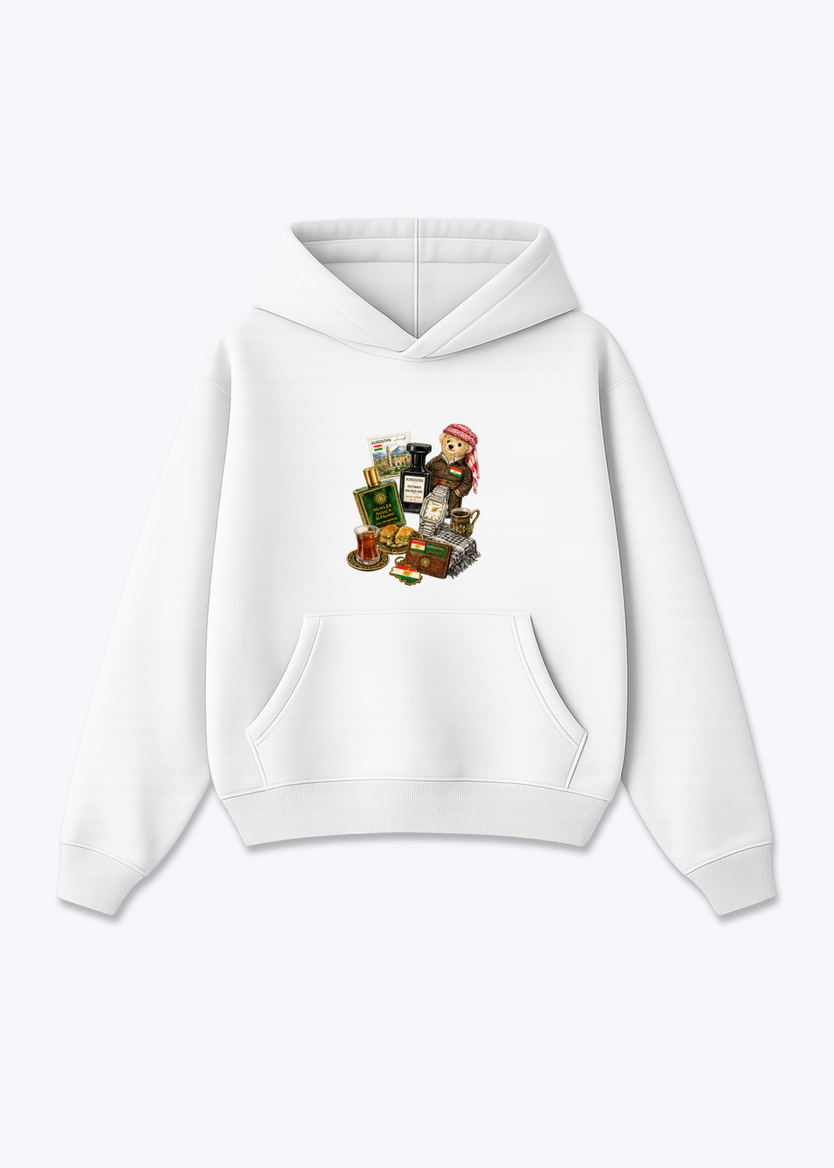 kurdish essence Oversized Hoodie - White Front (Designed)