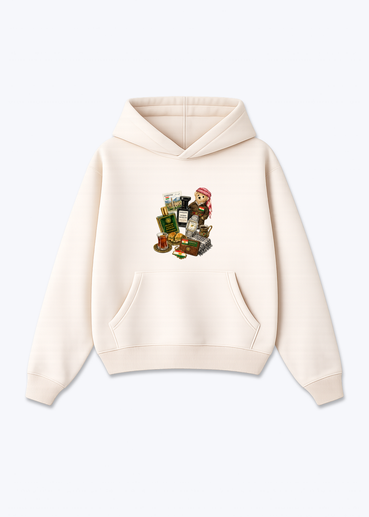 kurdish essence Oversized Hoodie - Beige Front (Designed)