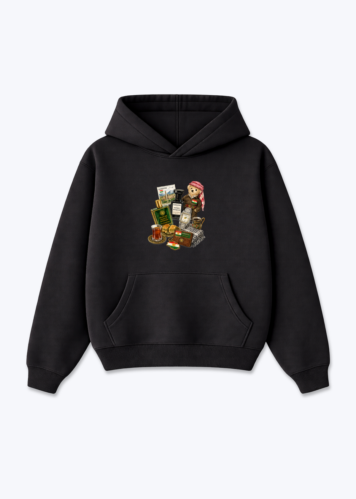 kurdish essence Oversized Hoodie - Black Front (Designed)