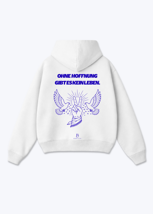 Ohne Hoffnung gibt es kein Leben Oversized Hoodie - White Back (Designed)