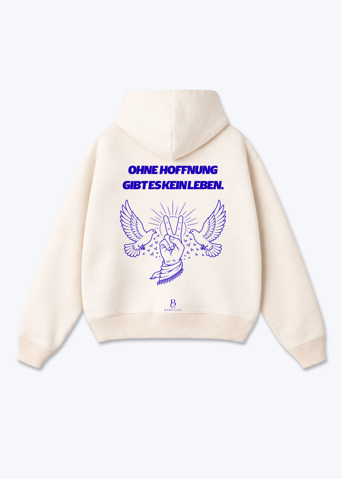 Ohne Hoffnung gibt es kein Leben Oversized Hoodie - Beige Back (Designed)