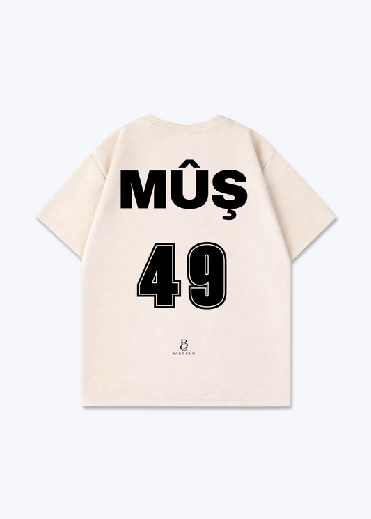 Mus 49 Oversized Shirt - Beige Back (Designed)