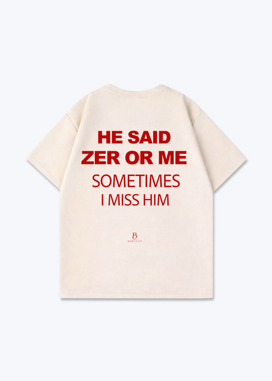 He said zer or me Oversized Shirt - Beige Back (Designed)
