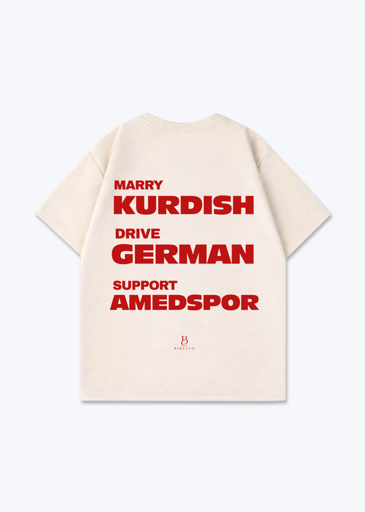 Marry Drive Support Amedspor Oversized Shirt - Beige Back (Designed)