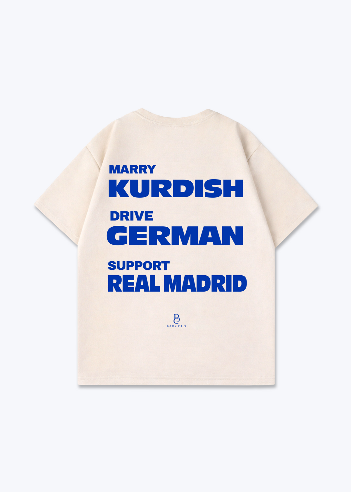 Marry Drive Support Real Madrid Oversized Shirt - Beige Back (Designed)