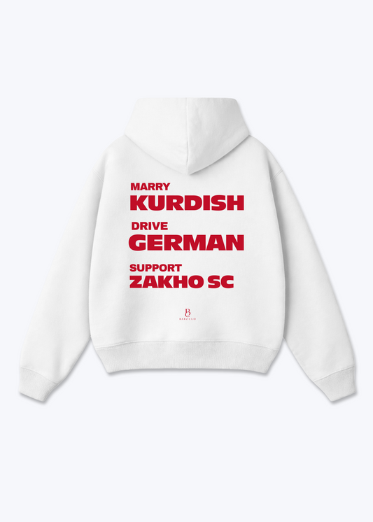 Marry Drive Support Zakho sc Oversized Hoodie - White Back (Designed)