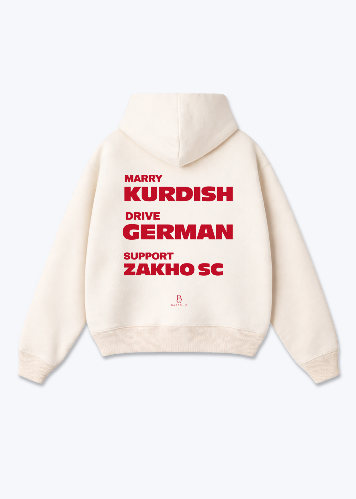 Marry Drive Support Zakho sc Oversized Hoodie - Beige Back (Designed)
