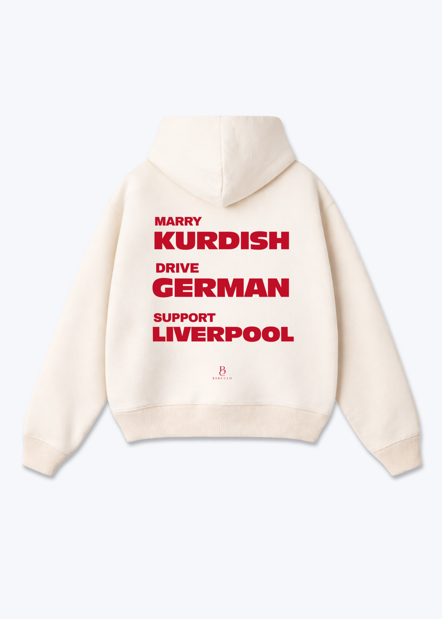 Marry Drive Support Liverpool Oversized Hoodie - Beige Back (Designed)