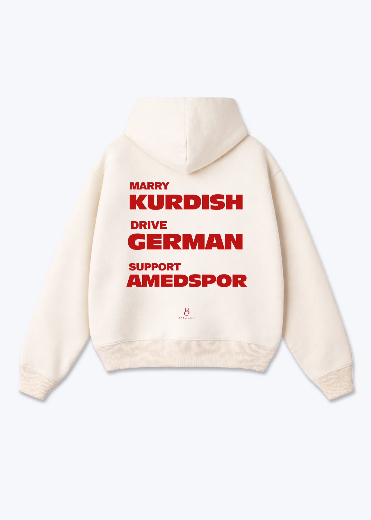 Marry Drive Support Amedspor Oversized Hoodie - Beige Back (Designed)