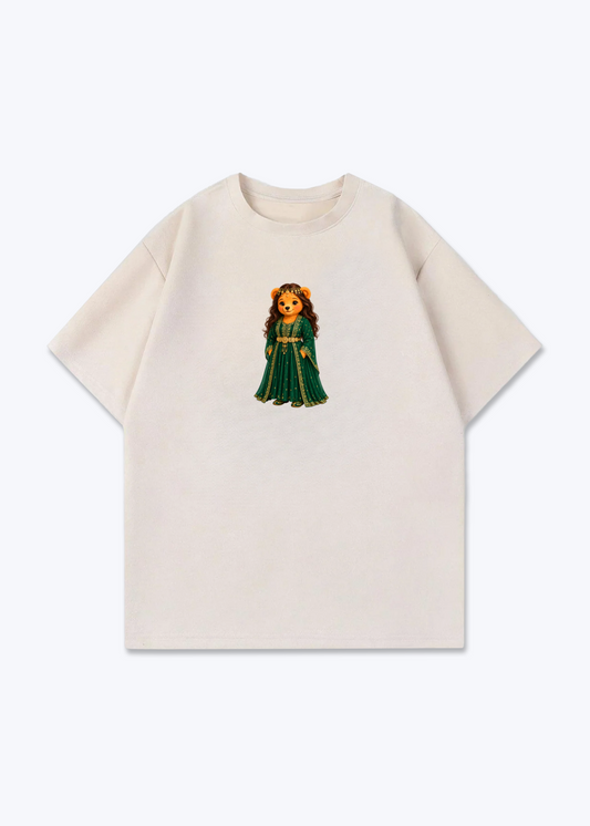 kurdish bear jin Oversized Shirt - Beige Front (Designed)