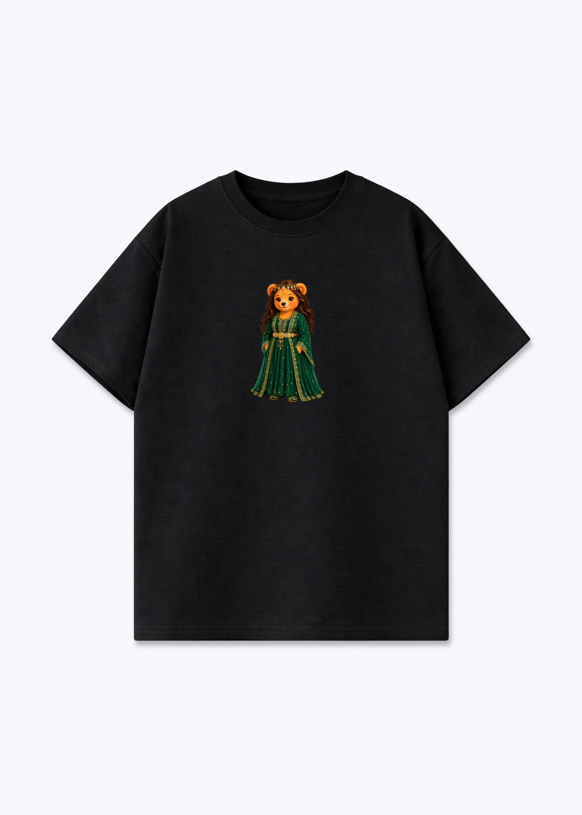 kurdish bear jin Oversized Shirt - Black Front (Designed)