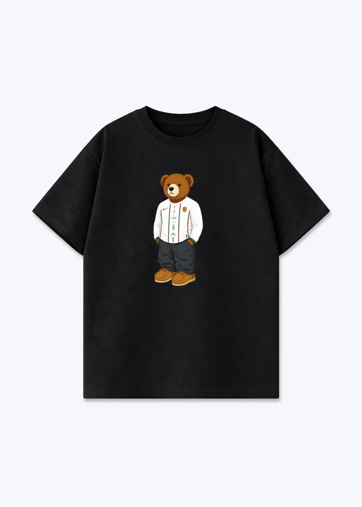 Amed Deq Bär Oversized Shirt - Black Front (Designed)