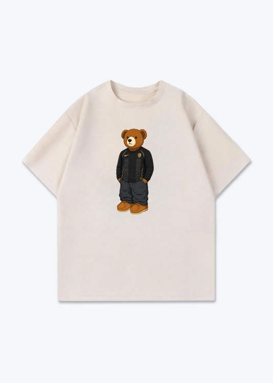 Amed Third Bär Oversized Shirt - Beige Front (Designed)