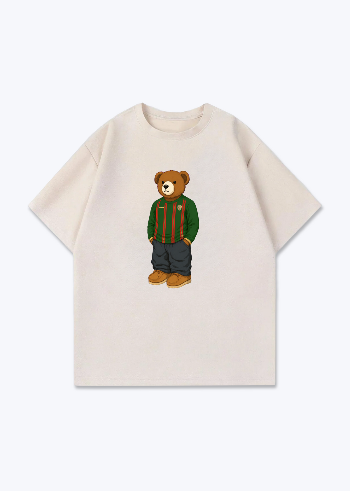 Amed Heim Bär Oversized Shirt - Beige Front (Designed)