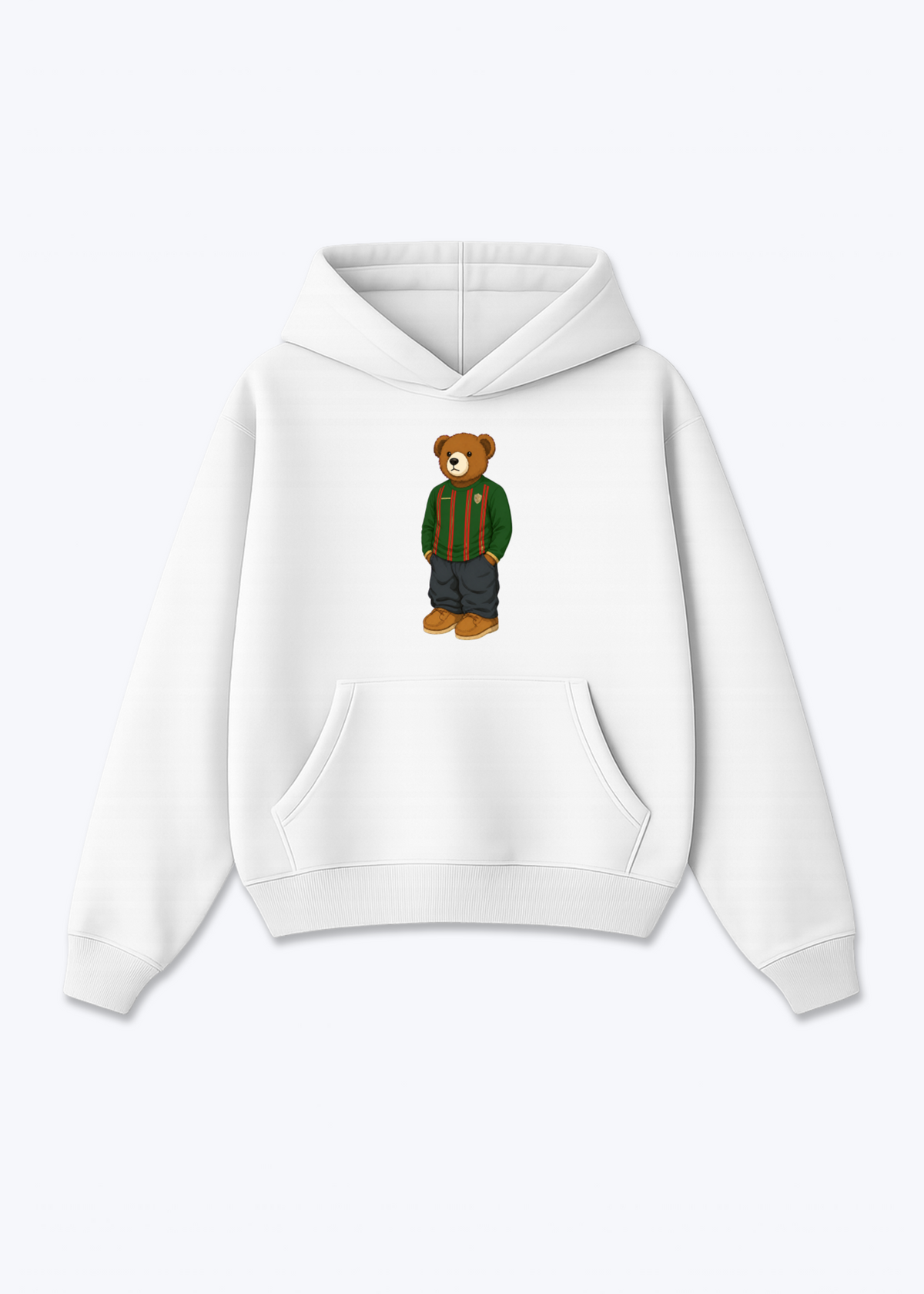 Amed heim Bär Oversized Hoodie - White Front (Designed)