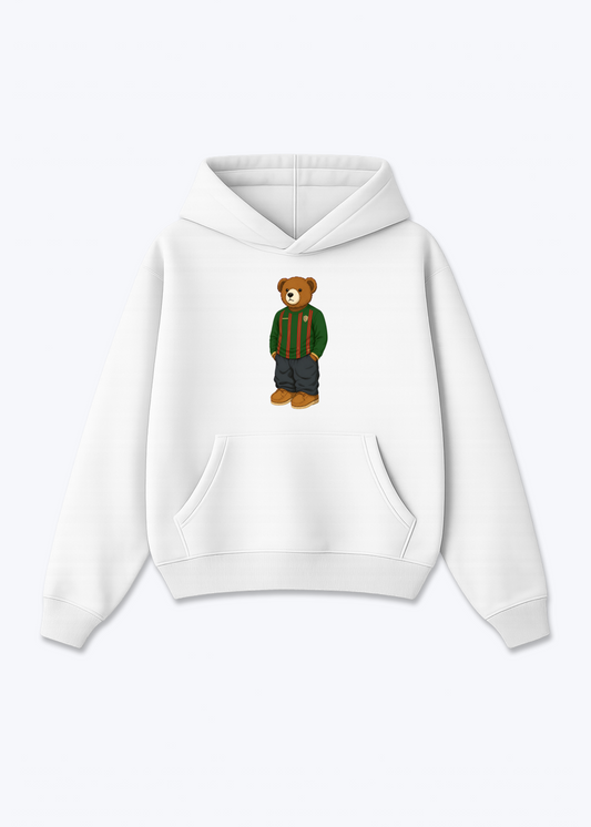 Amed heim Bär Oversized Hoodie - White Front (Designed)