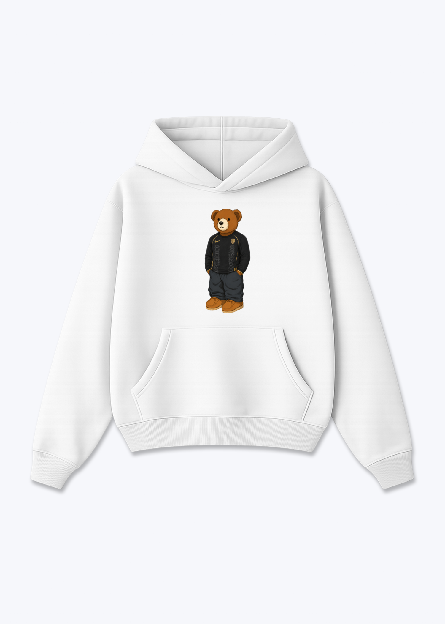 Amed Third Bär Oversized Hoodie - White Front (Designed)