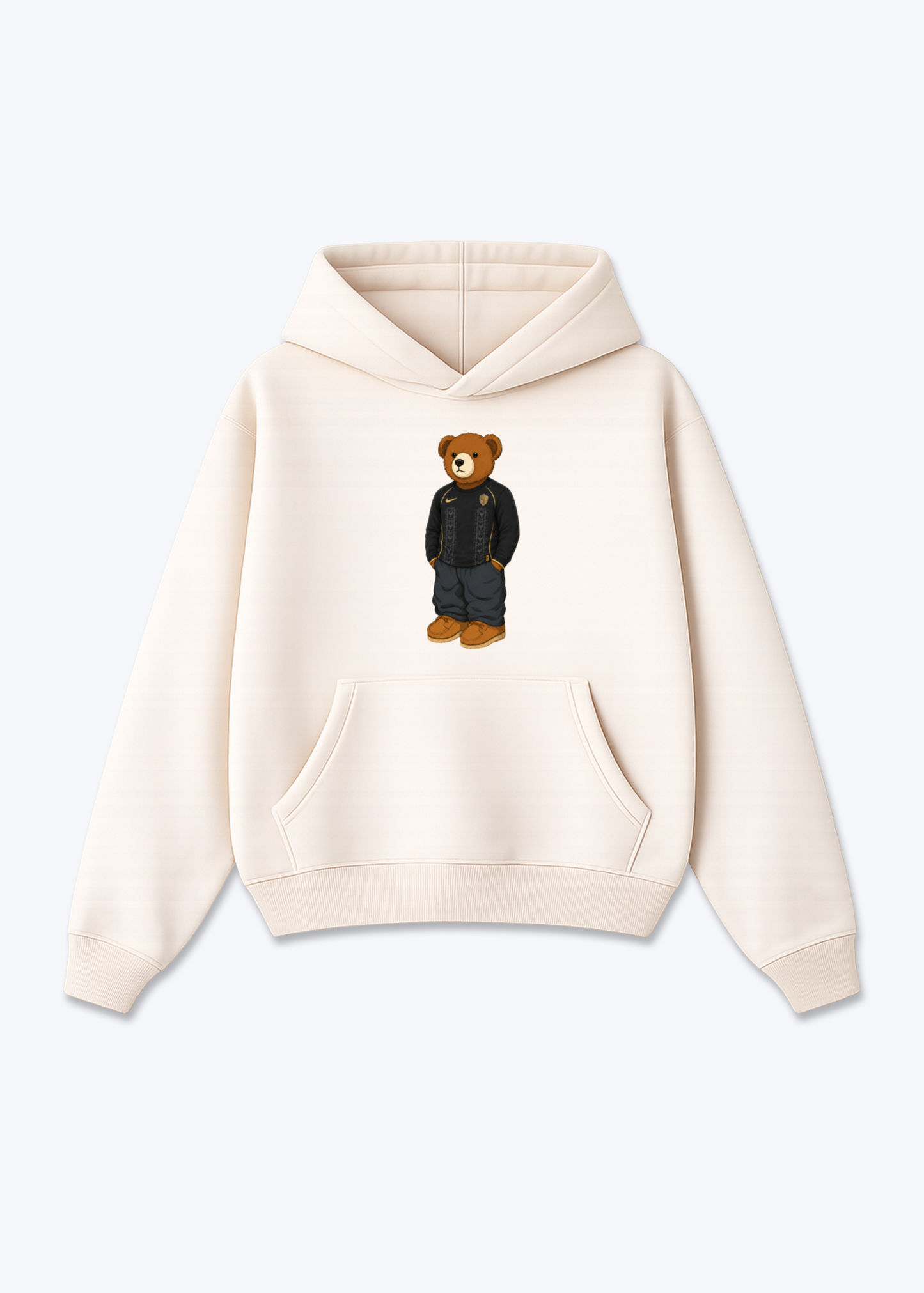 Amed Third Bär Oversized Hoodie - Beige Front (Designed)