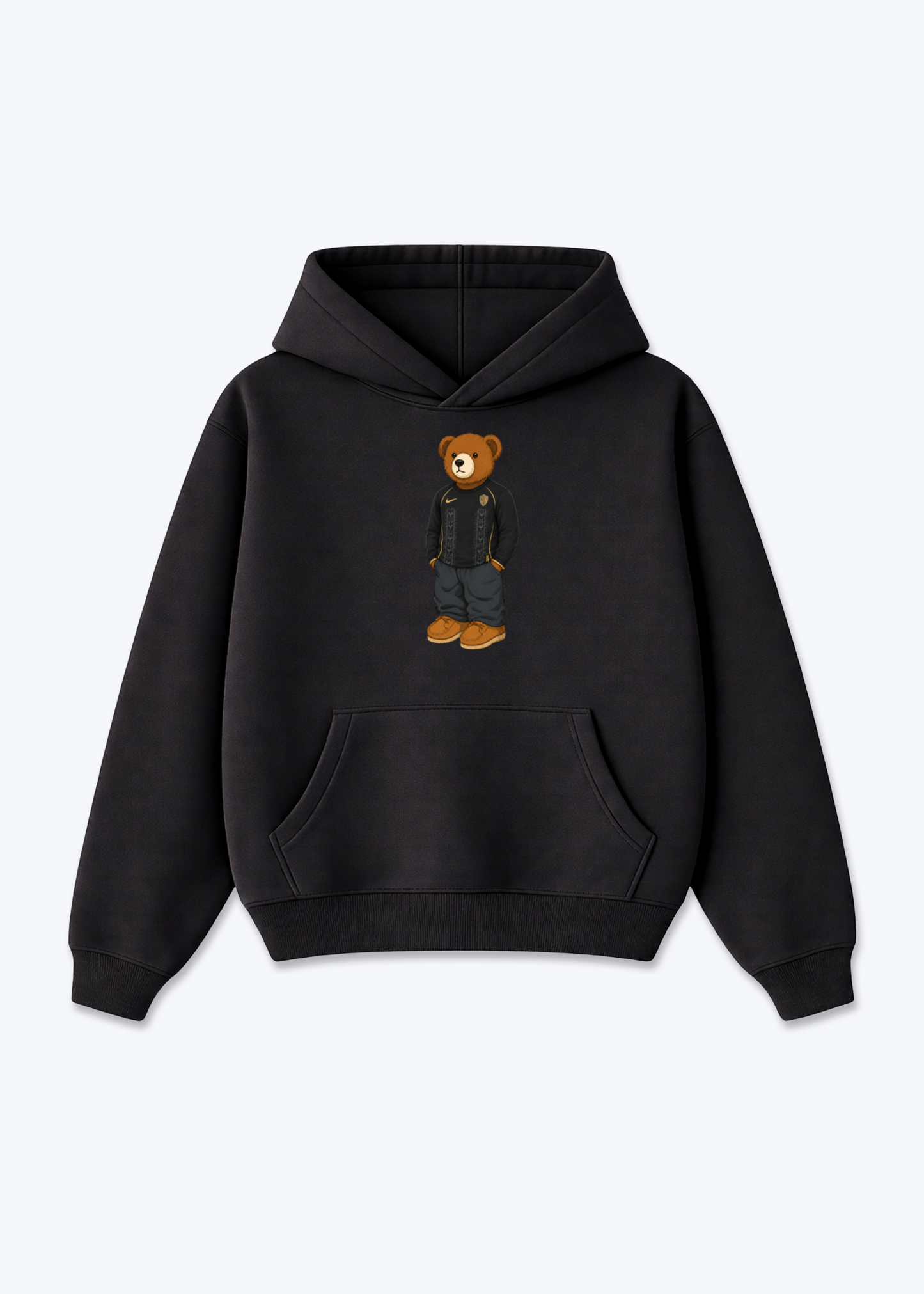 Amed Third Bär Oversized Hoodie - Black Front (Designed)