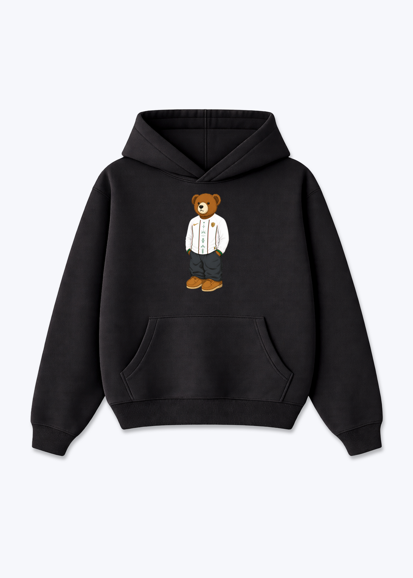 Amed Deq Bär Oversized Hoodie - Black Front (Designed)