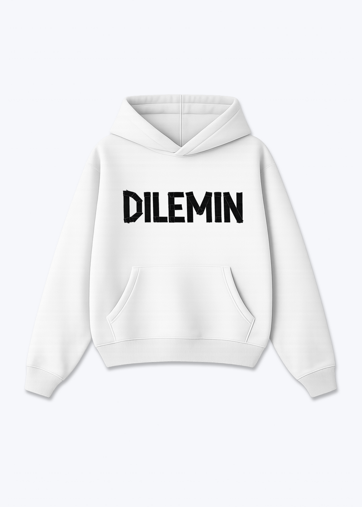 Dilemin Oversized Hoodie - White Front (Designed)