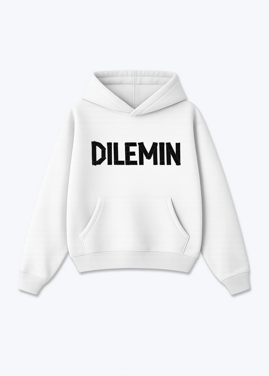 Dilemin Oversized Hoodie - White Front (Designed)