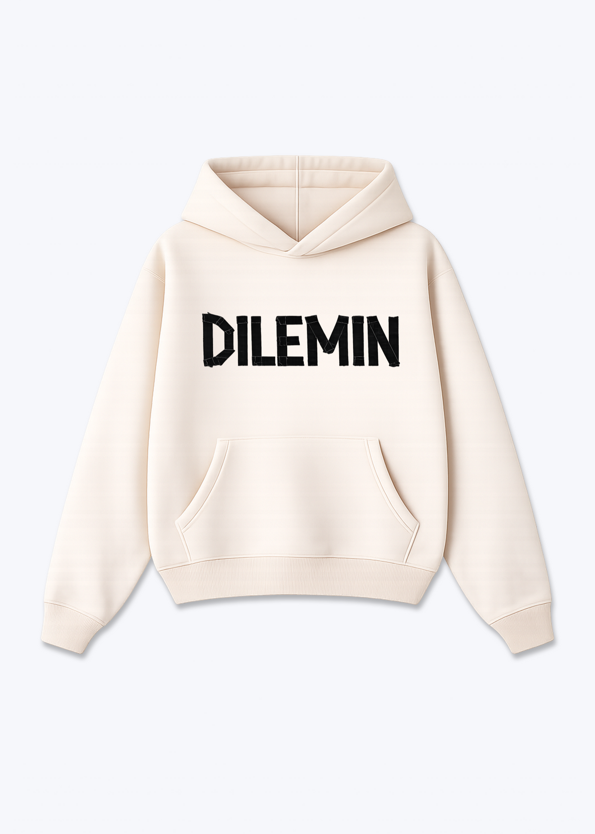 Dilemin Oversized Hoodie - Beige Front (Designed)