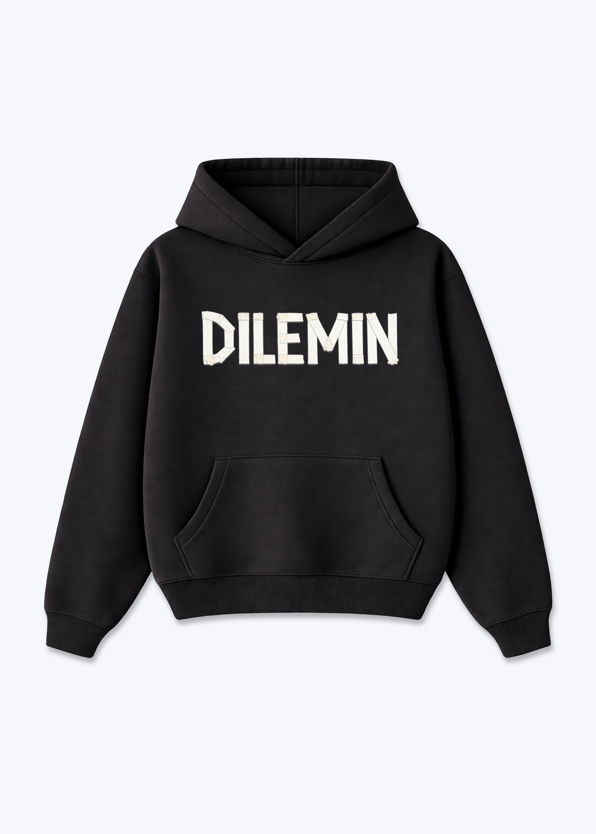 Dilemin Oversized Hoodie - Black Front (Designed)