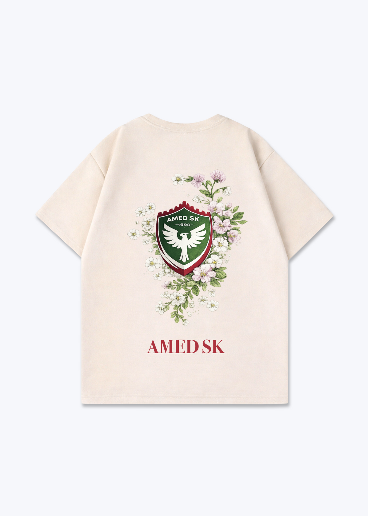 Amed SK Flower Oversized Shirt - Beige Back (Designed)
