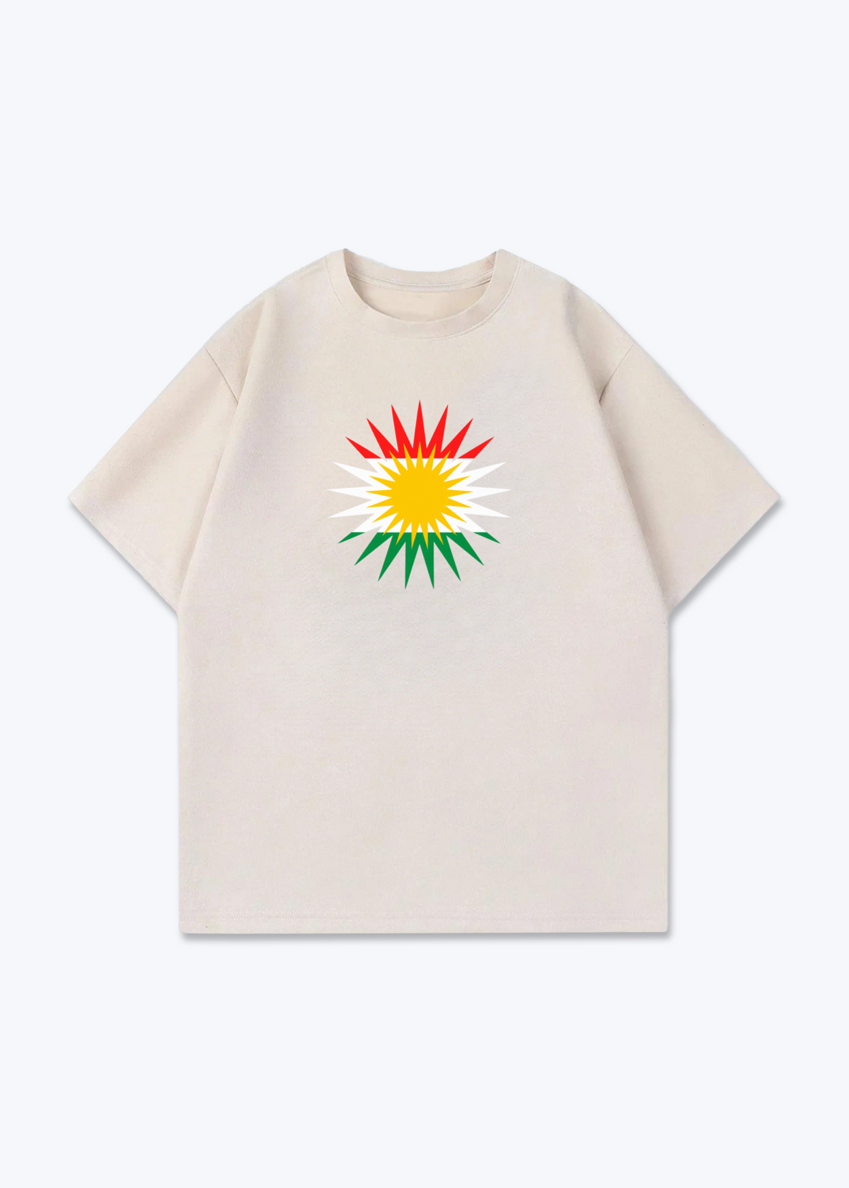 Kurdische Sonne Oversized Shirt - Beige Front (Designed)