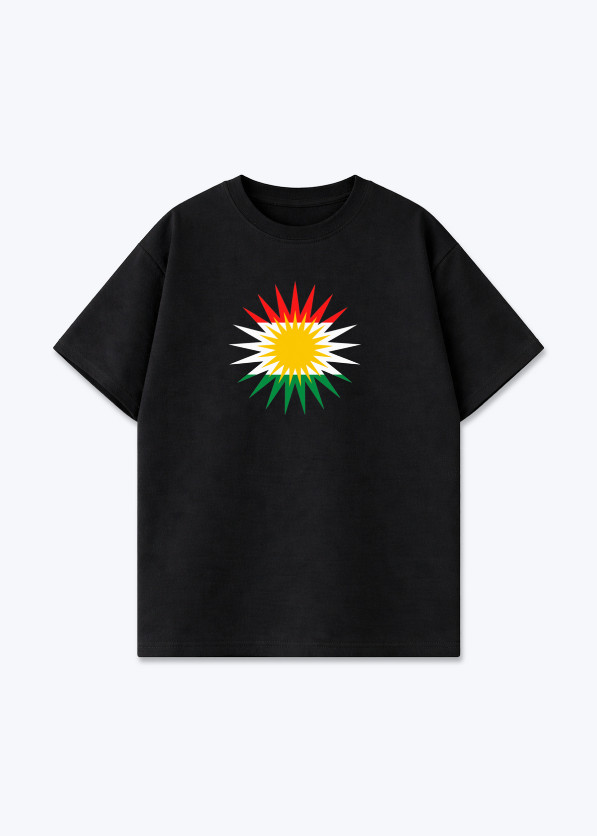 Kurdische Sonne Oversized Shirt - Black Front (Designed)