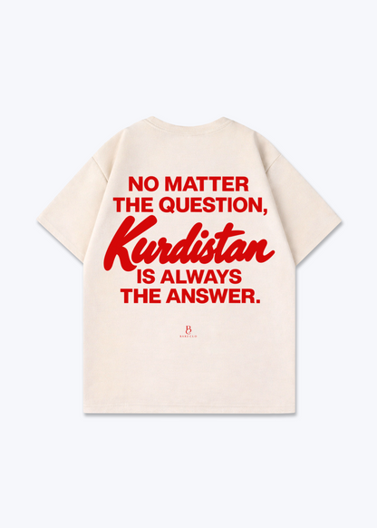 Kurdistan is always the answer Oversized Shirt - Beige Back (Designed)