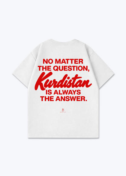 Kurdistan is always the answer Oversized Shirt - White Back (Designed)