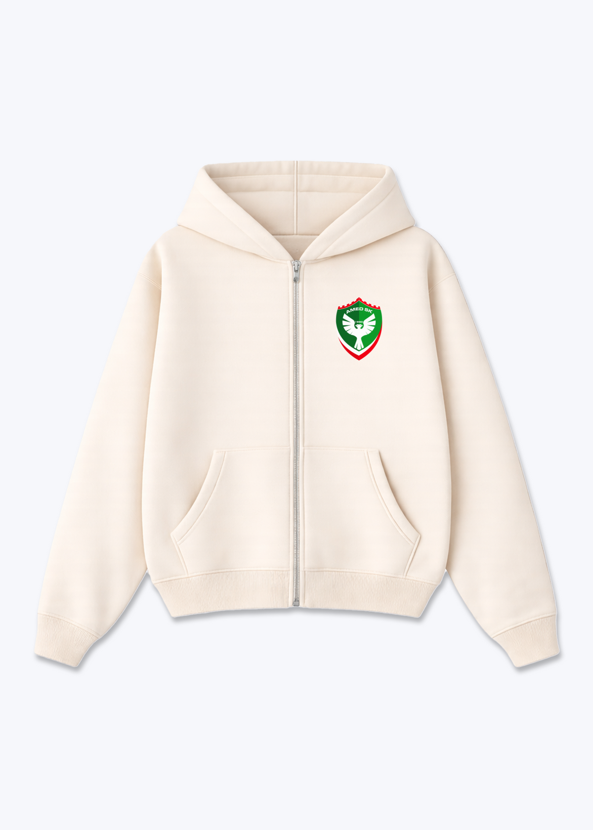 Amed SK Zip Hoodie - Beige Front (Designed)