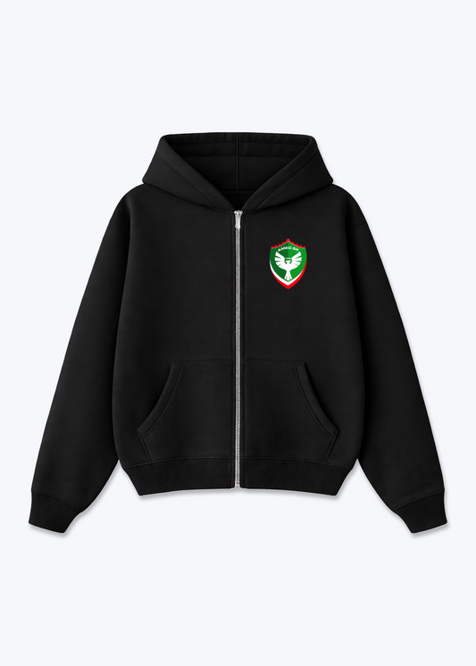 Amed SK Zip Hoodie - Black Front (Designed)
