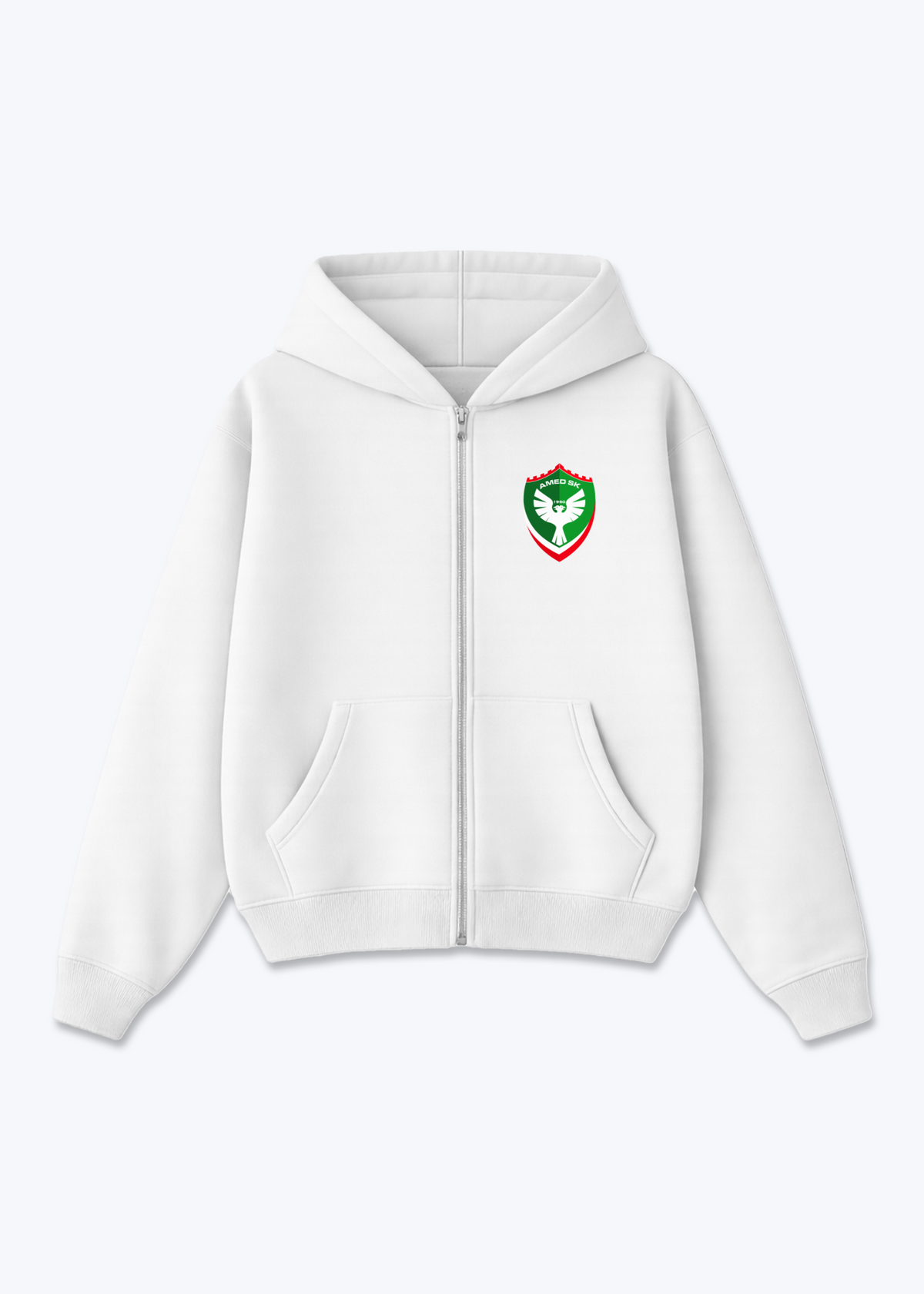 Amed SK Zip Hoodie - White Front (Designed)