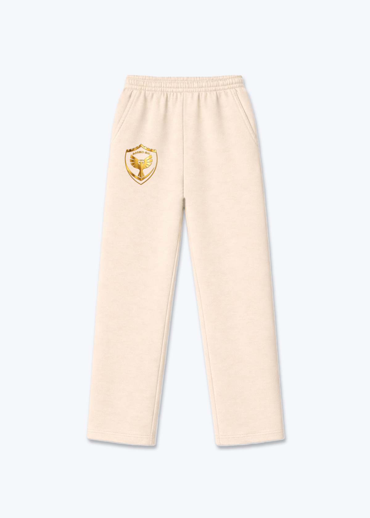 Amed SK Gold Trackpants(open leg jogger) - Beige Front (Designed)