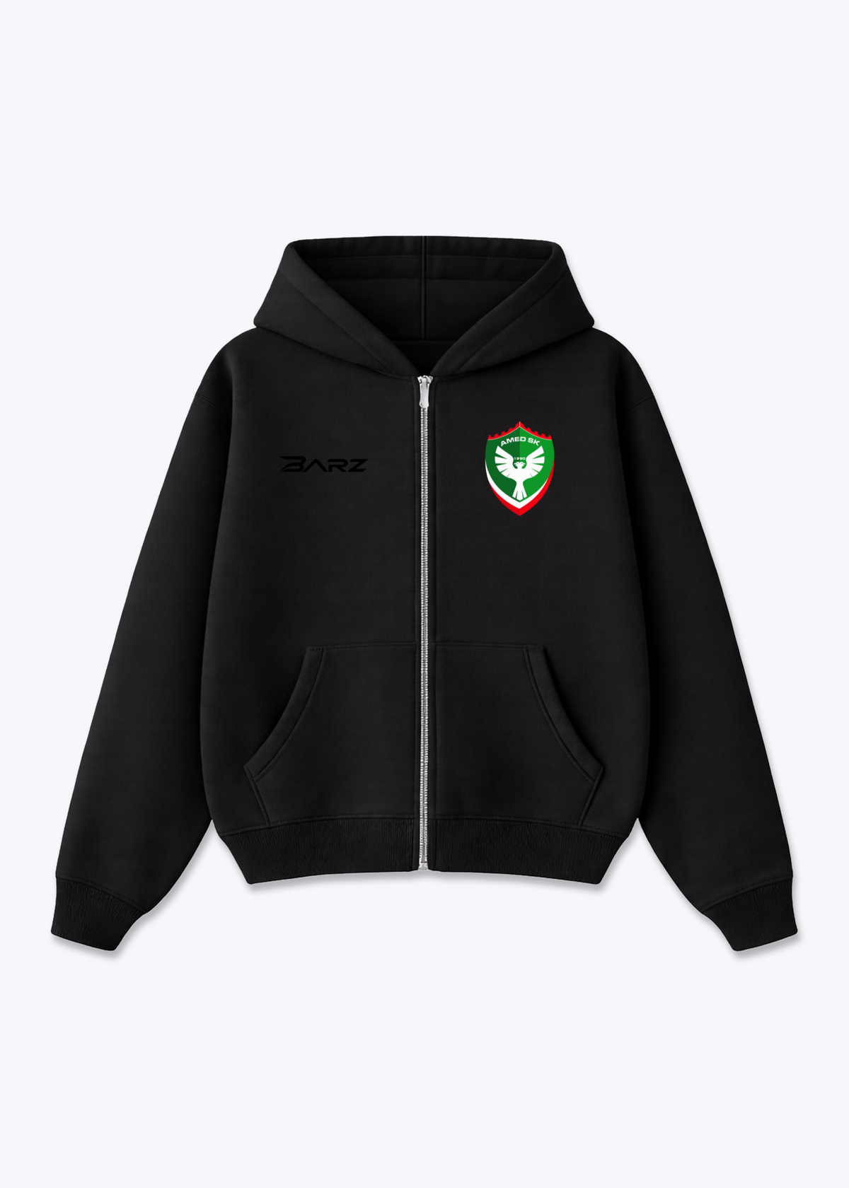 Barz Zip Hoodie - Black Front (Designed)