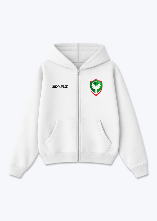 Barz Zip Hoodie - White Front (Designed)