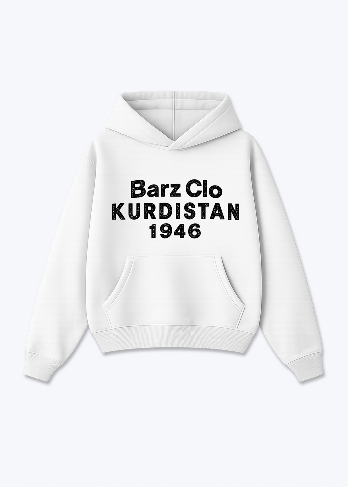 Barz Clo Kurdistan Oversized Hoodie - White Front (Designed)